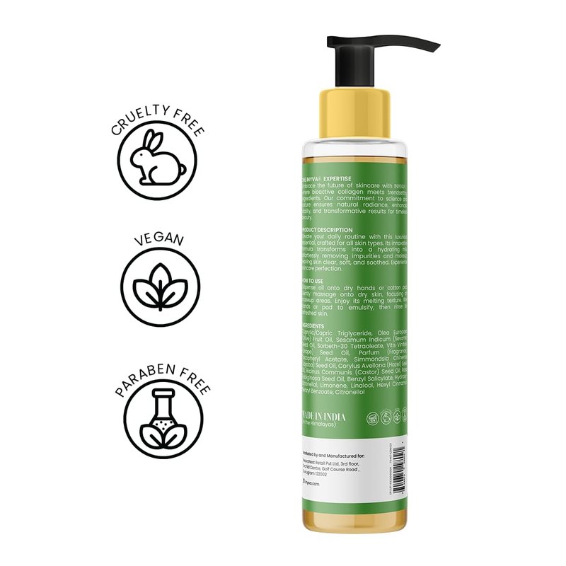 INYVA Serene Cleanse: Himalayan Makeup Remover Oil | Pore Cleansing & Nourishing Formula | With Vitamin E, Jojoba & Grapeseed Oils | Vegan & Cruelty-Free (6.7 Oz)