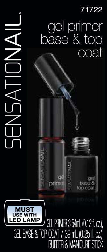 Sensationail Gel Polish Refill Kit - Base & Top Coat with Gel Primer, Black (2 Pack)