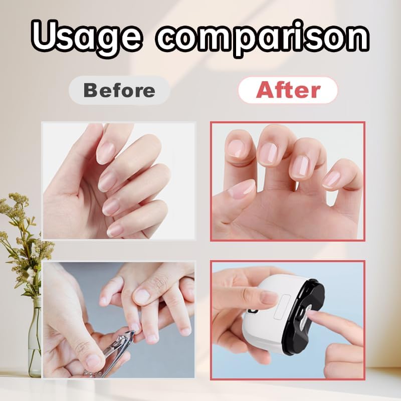 Rechargeable Electric Nail Clipper – 3-Speed Trimmer with LED Light & Quiet Motor for Safe Fingernail & Toenail Cutting for Babies, Kids & Seniors