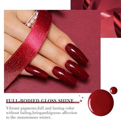 Dip Powder Set, Honey Joy 6 Colors Classic Red Collection Glitter Dipping Powder Set Nail Art Manicure DIY Salon Home Gifts for Women, No Need Nail Lamp Cured, DP-T