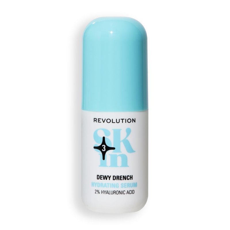 Revolution Skin, Dewy Drench 2% Hyaluronic Acid Hydrating Face Serum, Lightweight Formula & Plumps Skin, Vegan & Cruelty-Free, 1.01 fl oz