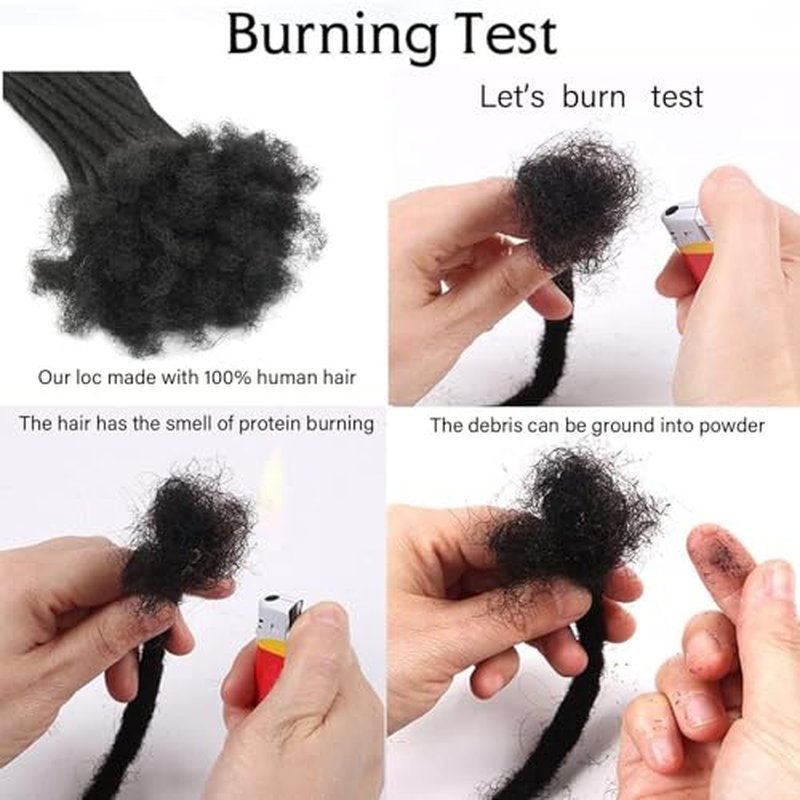 0.6cm Loc Extensions Human Hair 8Inch 50 Strands Dread Extensions Human Hair for Men DreadsNatural Black£¨1b,8inch£©
