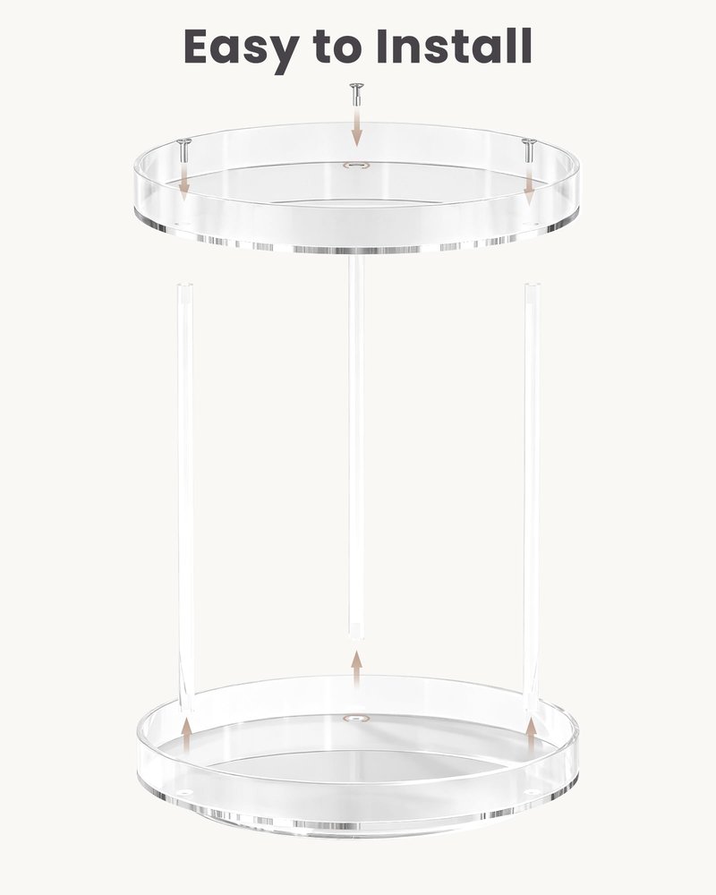 Lolalet 360 Degree Rotating Acrylic Perfume Organizer Stand, 2 Tiers Clear Perfumes Holder Display Rack, Makeup Skincare Organization for Vanity Bathroom Countertop -Large, Clear