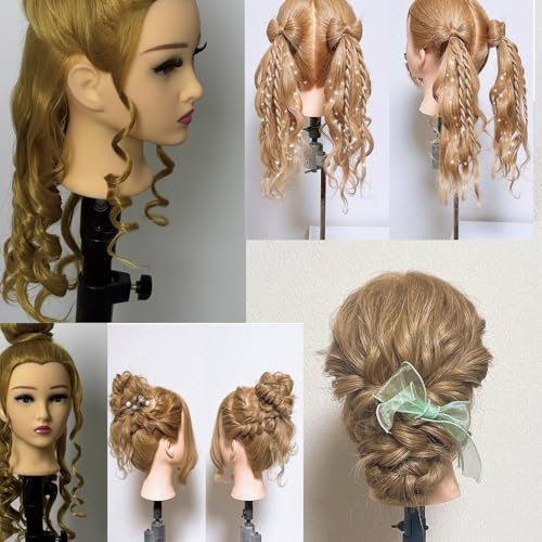 Mannequin Head Human Hair with Stand 28 Inch Long Hair for Styling Practice, Cosmetology Training & Wig Display - Realistic Makeup Head for Beauty Salon & Barber Students (blonde)