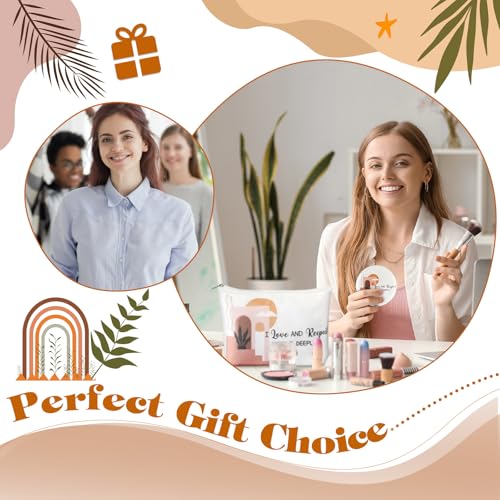 Kacctyen 24 Pcs Positive Affirmation Gift Set 12 Inspirational Canvas Makeup Bags 12 Daily Affirmations Mirrors Bulk Employee Appreciation Gifts for Women Stress Relief Self Care Gift(Bohemia)