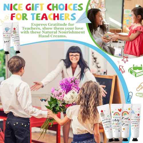 12 Set Christmas Teacher Appreciation Gifts Hand Cream Set Moisturizing Hand Lotion Thank You Teacher Gifts Travel Size with Cards Organza Bags for Dry Cracked Mother's Day