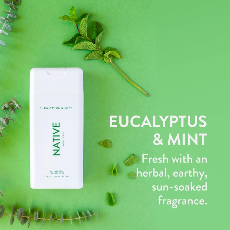 Body Wash with Naturally Derived Ingredients - Eucalyptus & Mint | Sulfate, Paraben, & Dye Free for Soft, Hydrated Skin | 18 oz