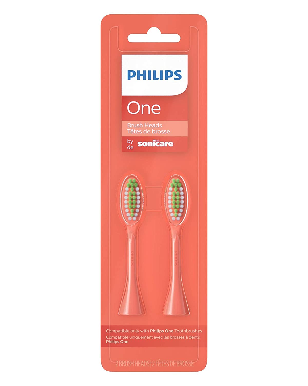 Philips Sonicare One Toothbrush, Electric Battery Powered with Sleek Travel Case and Heads, Miami Coral