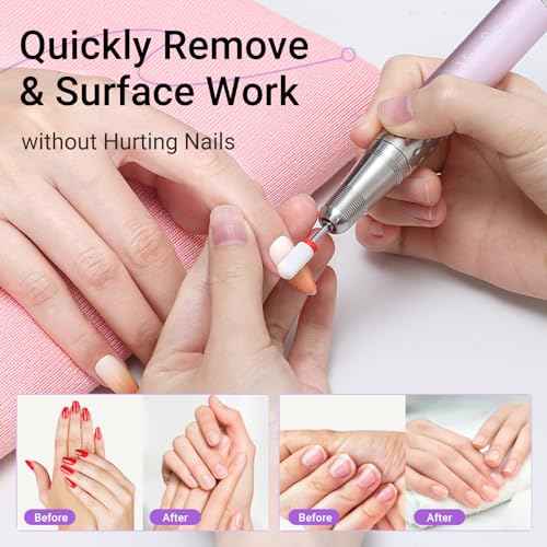 MelodySusie 21pcs Nail Drill Bit Set, Professional 3/32'' Ceramic Diamond Carbide Acrylic Gel Nail Art Tool Kit, Cuticle Remover Bit for Acrylic Gel Dip Powder, Nail Manicure Pedicure, Salon Home