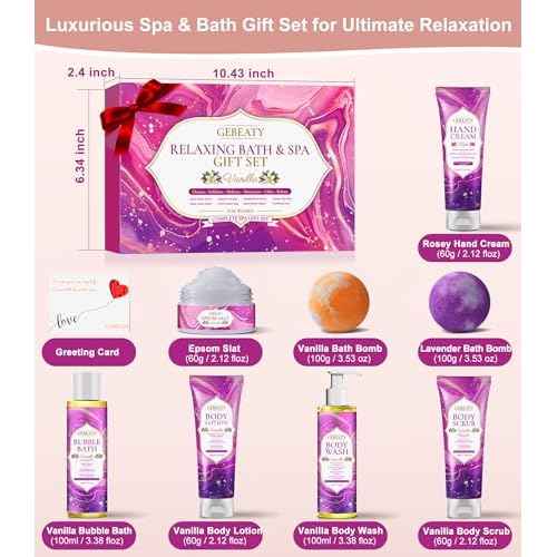 Spa Gifts for Women -Stress Relief Relaxing Body Wash & Bath Set,Christmas Gift for Mom Wife Her Sister Birthday Gifts,Unique Self Care Womens Gift Xams Stocking Stuffer Secret Santa Gifts for Women