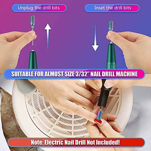 30Pcs Nail Drill Bits Set: 3/32 Inch Carbide Cuticle Ceramic Diamond Nail Bits for Nail Drill for Acrylic Gel Nail Manicure Pedicure Remover Tools for Home Salon
