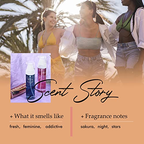 Body Spray for Women, Fragrance Mist Gift Set, Pack of 3, Each 3.4 Fl Oz, Total 10.2 Fl Oz, Cherry Blossoms, Stars, Night