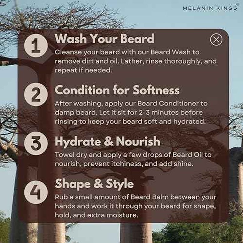 Melanin Kings Beard Balm for Black Men | 3 oz | Ancient African Ingredients | Specialized formula for black men s Kenyan Sandalwood Scent