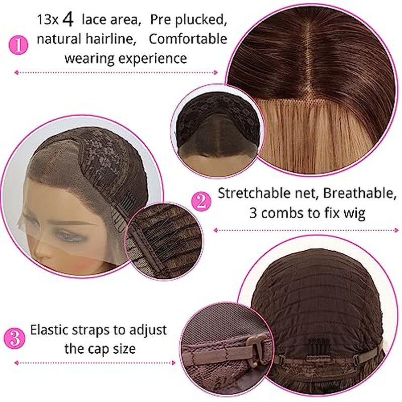 Highlight Red Skunk Stripe Blonde Synthetic Lace Front Wig Glueless Long Wavy Colored Mixed Red Black 13x4 Lace Front Wigs for Women Pre Plucked with Baby Hair 24 Inches 150 Density