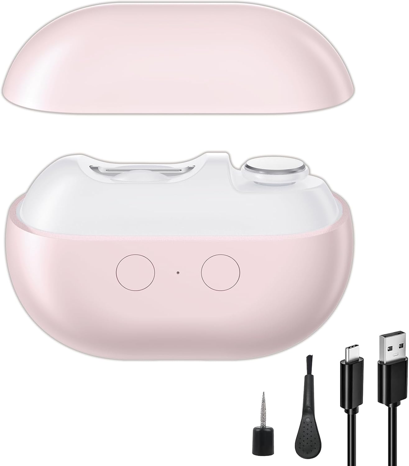 2-in-1 Electric Nail Clipper & Trimmer with LED Light - Dual Speed for All Ages (M8-Pink)