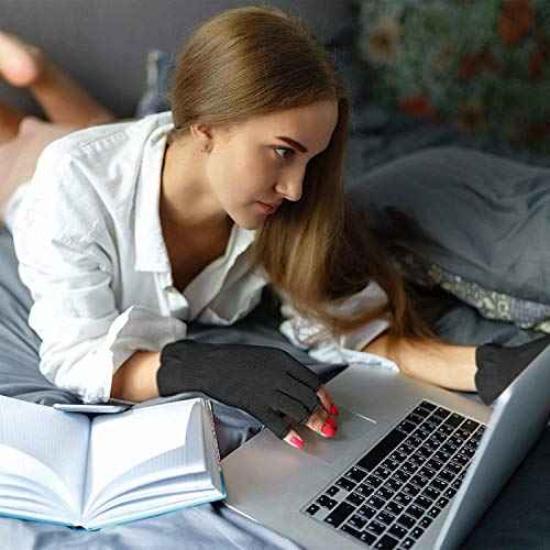 MIG4U 3 Pairs Fingerless Moisturizing Gloves, Half Finger Touchscreen Beauty Glove for Eczema, SPA, Dry Hands, Skin Treatment, Summer Sun UV Protection (S/M, Black-3pairs)