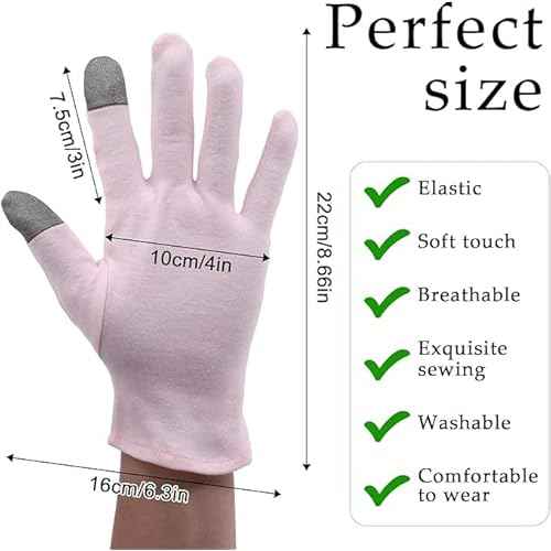 HandLove Premium 100% Cotton Gloves Moisturizing Gloves for Dry Hands & Eczema | Overnight Sleeping Gloves, Eczema Gloves | Reusable| Touchscreen, Purple, 2 Pairs