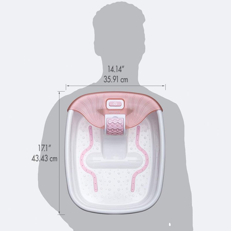 Homedics Bubble Bliss Deluxe-Foot Spa, Heat Maintenance, Raised Nodes, 3 Attachements, Pink