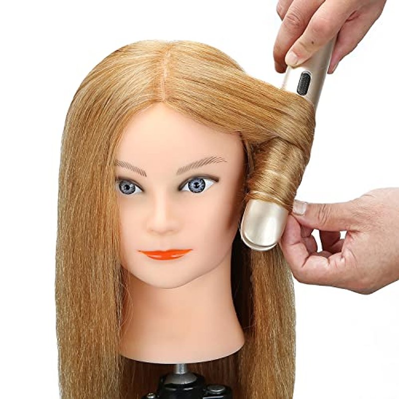 SOPHIRE 20-22 inches 100% Real Human Hair Mannequin Head with 9 Tools and Clamp, Hairdressers' Practice Training Head and Cosmotology Doll Head for Hairstyling and Braid - #27