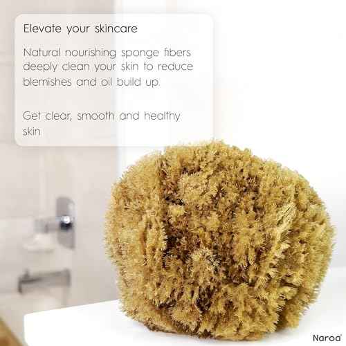 Naroa Exfoliating Natural Sponge for Shower | Bath Sea Loofah for Healthy Skin | Unbleached Bathing Body Scrubber Puff | Sustainable Plastic Free (Small)