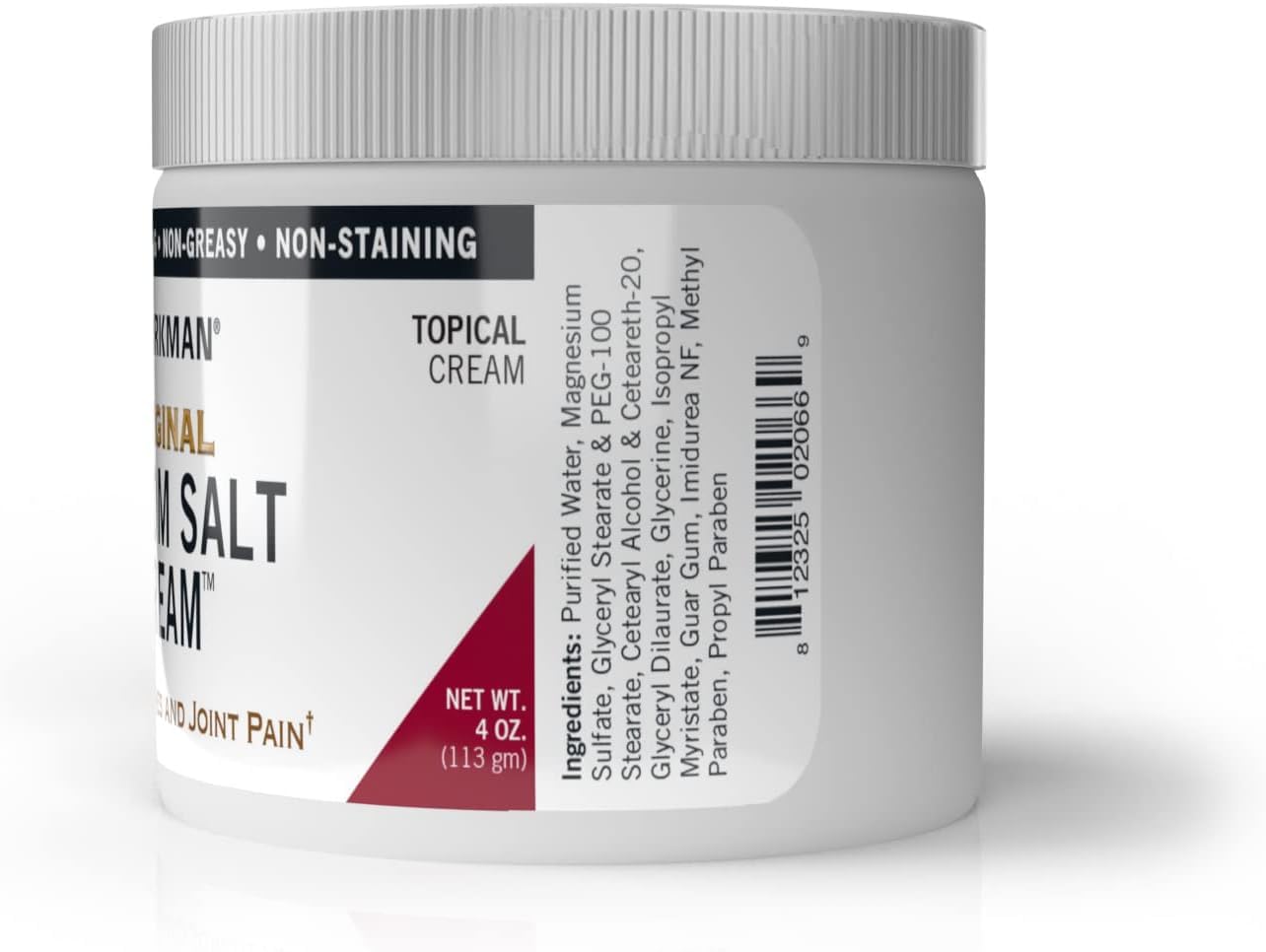 Kirkman – Epsom Salt Cream – 4oz Cream – Gluten Free – Casein Free