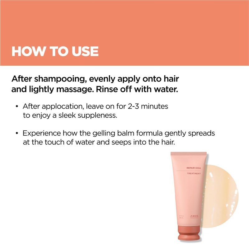 AMOS PROFESSIONAL Repair Cica Hair Mask l Repairs, Strengthens, & Nourishes for Split Ends & Breakage, Reverse Hair Damage from Bleach, Color, Chemical Services, 6.7 fl. oz.