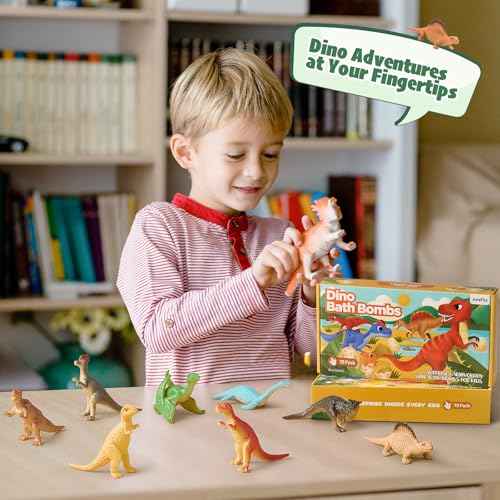 Dinosaur Bath Bombs for Kids with Surprise Inside, 10 Pack Natural Dino Eggs with Exclusive Carnivorous Dinosaur Toys, Fizzing Fun Gifts for Boys Girls, Dinosaur Toys for Kids Ages 3-9
