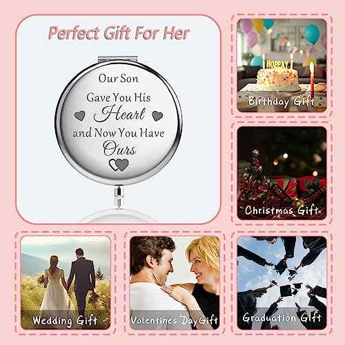 MYOSPARK Daughter in Law Compact Makeup Mirror Bride to Be Wedding Day Keepsake Gift from Mother in Law
