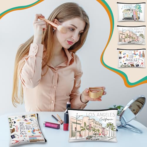 Reginary 12 Pcs City Souvenir Gifts Texas State Gifts Chicago City Souvenirs California Makeup Bag Paris San Francisco Alaska Zippered Cosmetic Bag for Women Traveler Souvenirs