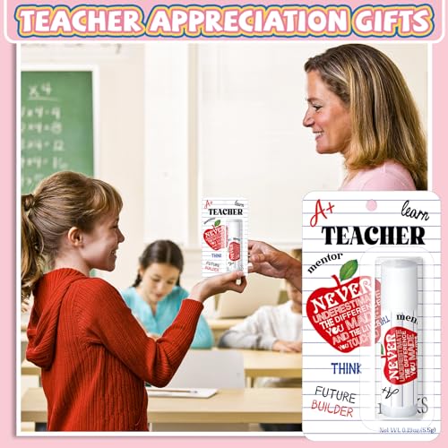 80 Pack Christmas Teacher Appreciation Gifts Bulk Lip Balms Employee Staff Appreciation Teacher Team Thank You Gift Bulk Fall Halloween Thanksgiving Party Favor Basket Stuffers for Women Men (Classic)