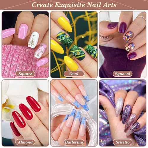 600PCS Clear Coffin Nail Tips and 240PCS Short Press On Nails Set, Clear Acrylic Nail Tips with Glue, Nail Art Brushes and Nail Display Stand, Nail Tips for Salons and Home DIY Nail Art