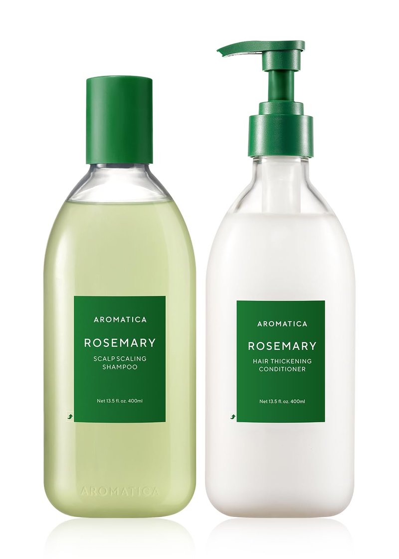 AROMATICA Rosemary Scalp Scaling Shampoo and Conditioner Set 13.53 fl.oz each – Vegan Korean Hair Care Gift Set for Woman with Rosemary Oil. Sulfate Free Shampoo Conditioner For Hair Growth