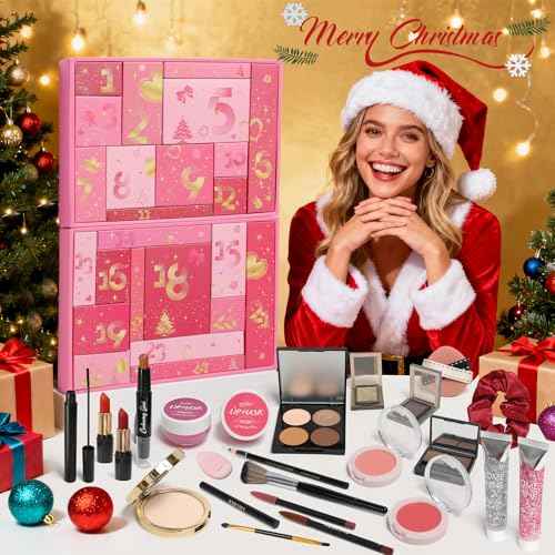 Makeup Advent Calendar 2025 for Women Teen Girls 24 Dayss Beauty Advent Calendar Christmas Makeup Set Gift for Wife Daughter Mother Girlfriends Trendy Stuff Makeup Kit Gifts Face Eyes Lips Cosmetics
