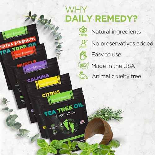 DAILY REMEDY Foot Soak Salts- Variety Pack of 4- Tea Tree Oil, Muscle Relief, Calming Lavender & Citrus Soak- For Foot Pain, Soreness, Athlete¡¯s Foot, Odors, Calluses-Made In USA