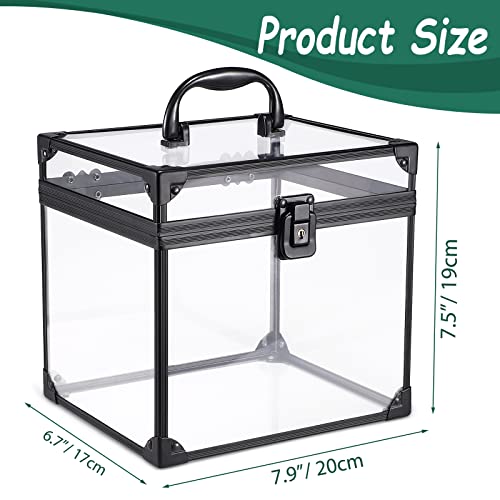 Noverlife Portable Crown Case for Pageants, 8x7x7.5inch Clear Makeup Tools Storage, Large Cosmetic Display, Travel Toiletry Organizer Train Box With Latches, Tiara Storage for Women