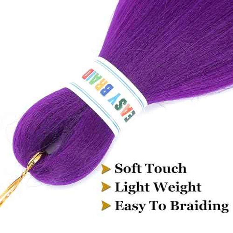 Purple Braiding Hair Pre Stretched Synthetic Braiding hair Extensions for Braids, Purple Hair Extensions for Stage Party Halloween Costume Cosplay 48 Inch 2 Packs
