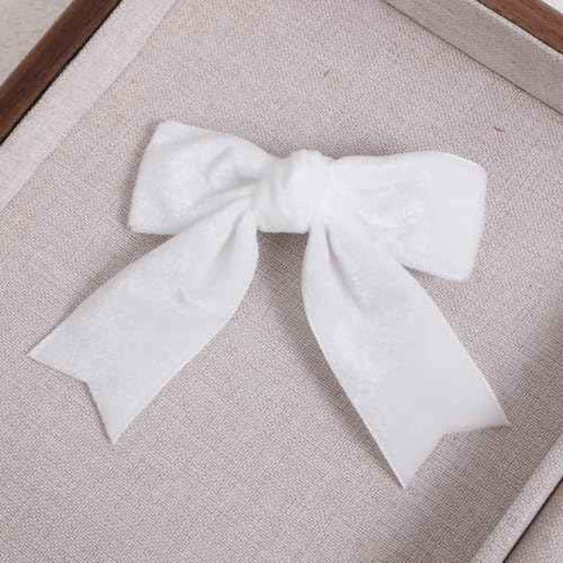 White Velvet Hair Bow Clips 3" Small Soft Velvet Ribbon Bow-Knot Alligator Hair Pins Barrettes for little Toddler Teen Flower Girls Kids Xmas Valentines Back School Gift Wedding Accessories