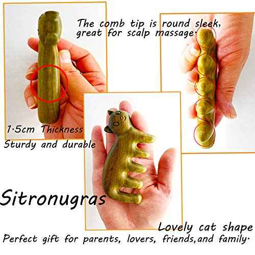 Natural Wood Wide Tooth Hair Comb Head Scalp Massage No Static Green Sandalwood Hair Pick Wooden Comb for Men and Women