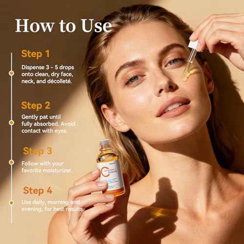 Vitamin C Facial Serum,Anti Aging & Wrinkle With Natural Vitamin C,Sodium Hyaluronate,Skin Brightening Face Serum for Dark Spots, Fine Lines & Wrinkles,All Type Skin Care 30ml/1fl.oz