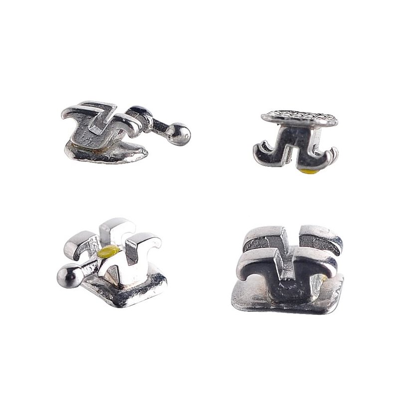 SNAWOP Dental Orthodontic Brackets Mini Metal Tooth Braces Roth/MBT(5 Packs MBT 022 3-4-5 with Hooks)