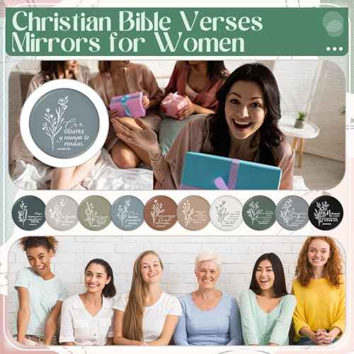 80 Pcs Christian Compact Mirrors for Women Inspirational Bible Verse Scripture Pocket Mirrors Bulk Mini Purse Makeup Mirror for Grandma Pastor's Wife Christmas Thanksgiving Church Party Favor
