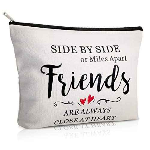 Weewooday 5 Pcs Friend Gifts Cosmetic Bags Friendship Makeup Bags for Women Party Favors, Long Distance Friendship, Side by Side Friends Gift, Girls Weekend Gifts for Birthday Teacher