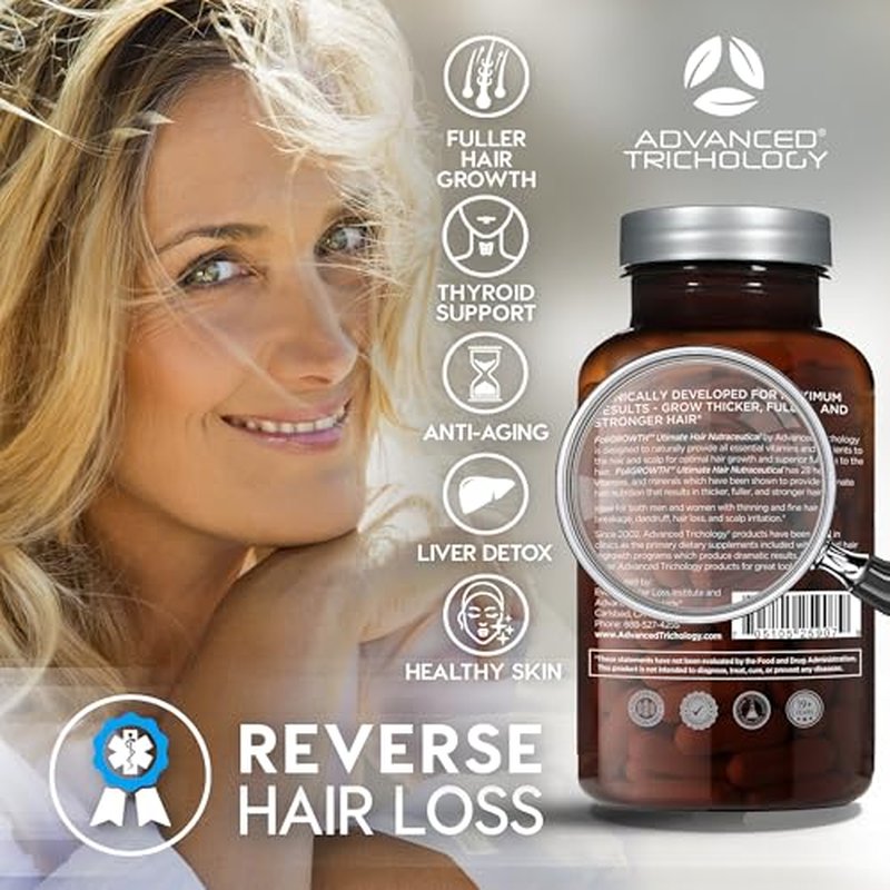 Advanced Trichology FoliGROWTH¢â Hair Growth Supplement for Thicker Fuller Hair | Approved* by the American Hair Loss Association | Revitalize Thinning Hair - 90 Count (Pack of 1)