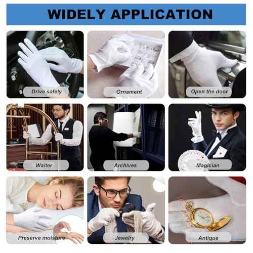 3 Pairs 100% Combed Cotton Gloves for Women & Men, White Cotton Moisturizing Gloves for Dry Hands Sleeping, Eczema Overnight, Work Glove Liners, SPA, Etiquette, Care of Artworks & Jewelry & Archival