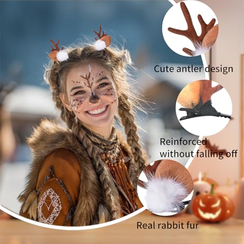 Small Deer Ears Antler Headbands Reindeer Antlers Headband Halloween Hairs Accessories Christmas Animal Hair Clips Cosplay Costume Fawn Ears