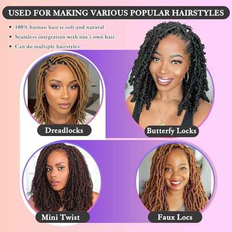 Afro Kinkys Bulk Human Hair for Dreadlocks Extensions Repair, Twist Braiding Afro Kinky Human Hair for Locs Natural Black Color 22 inches for Micro Locs Extensions 1 Pack 30 Gram£¨1B/22inch/30g£©