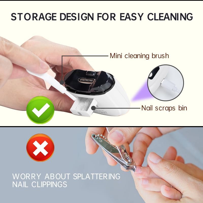 Rechargeable Electric Nail Clipper – 3-Speed Trimmer with LED Light & Quiet Motor for Safe Fingernail & Toenail Cutting for Babies, Kids & Seniors