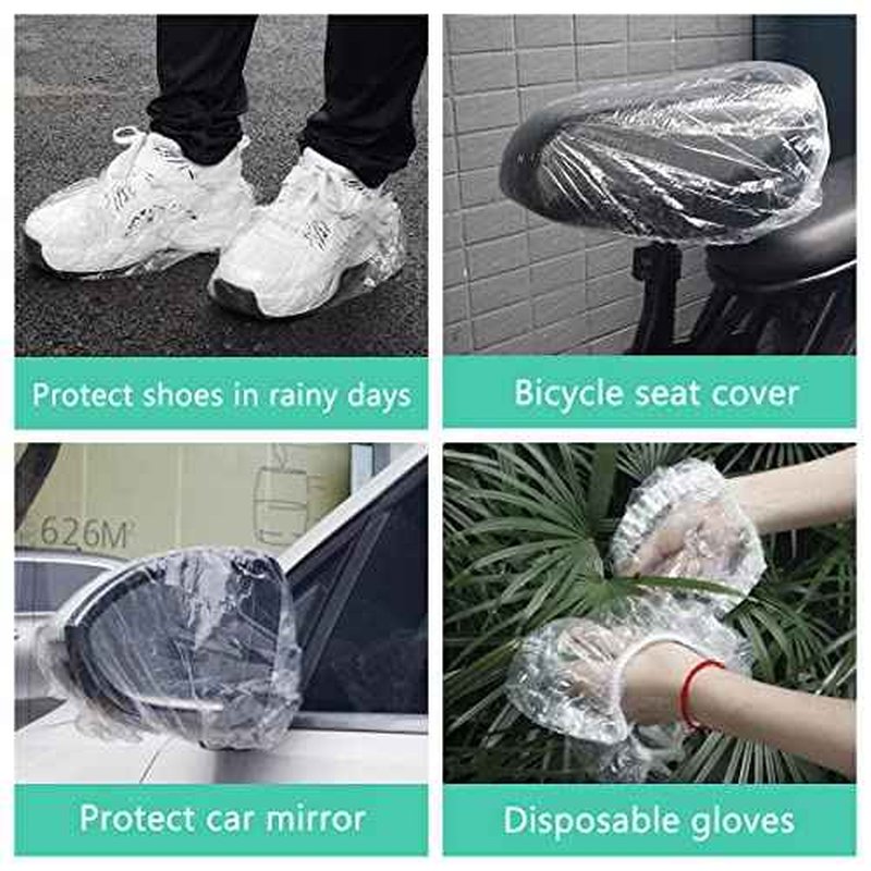 Keeygo Disposable Shower Caps 50 PCS Bath Caps Clear Waterproof Plastic Wraps for Women, Hotel Travel Essentials Accessories Hair Caps(20.5")