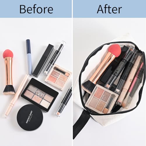 20 Pcs Canvas Makeup Bag with Bottom, 12oz Cotton Cosmetic Bag Set Bulk Multi-Purpose DIY Heat Transfer Makeup Bags with Black Zipper for Bridesmaid Makeup Bag Travel Toiletry Pouch Storage, Halloween