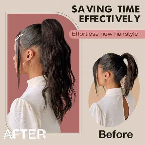 FELENDY Ponytail Extension Claw 18" Copper Red Curly Wavy Clip in Hairpiece One Piece A Jaw Long Pony Tails for Women